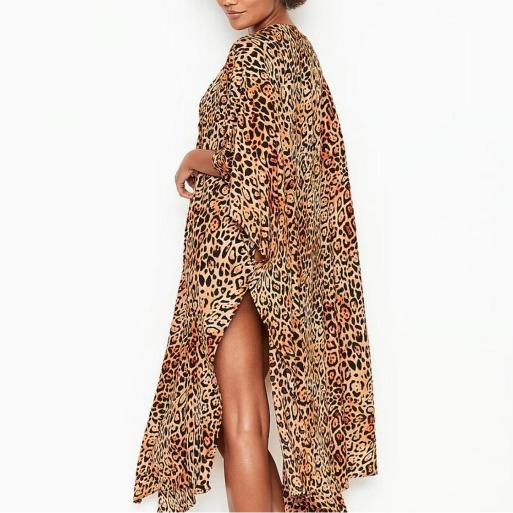 Victoria’s Secret leopard print long duster kimono swimsuit cover up size M/L - Picture 4 of 10